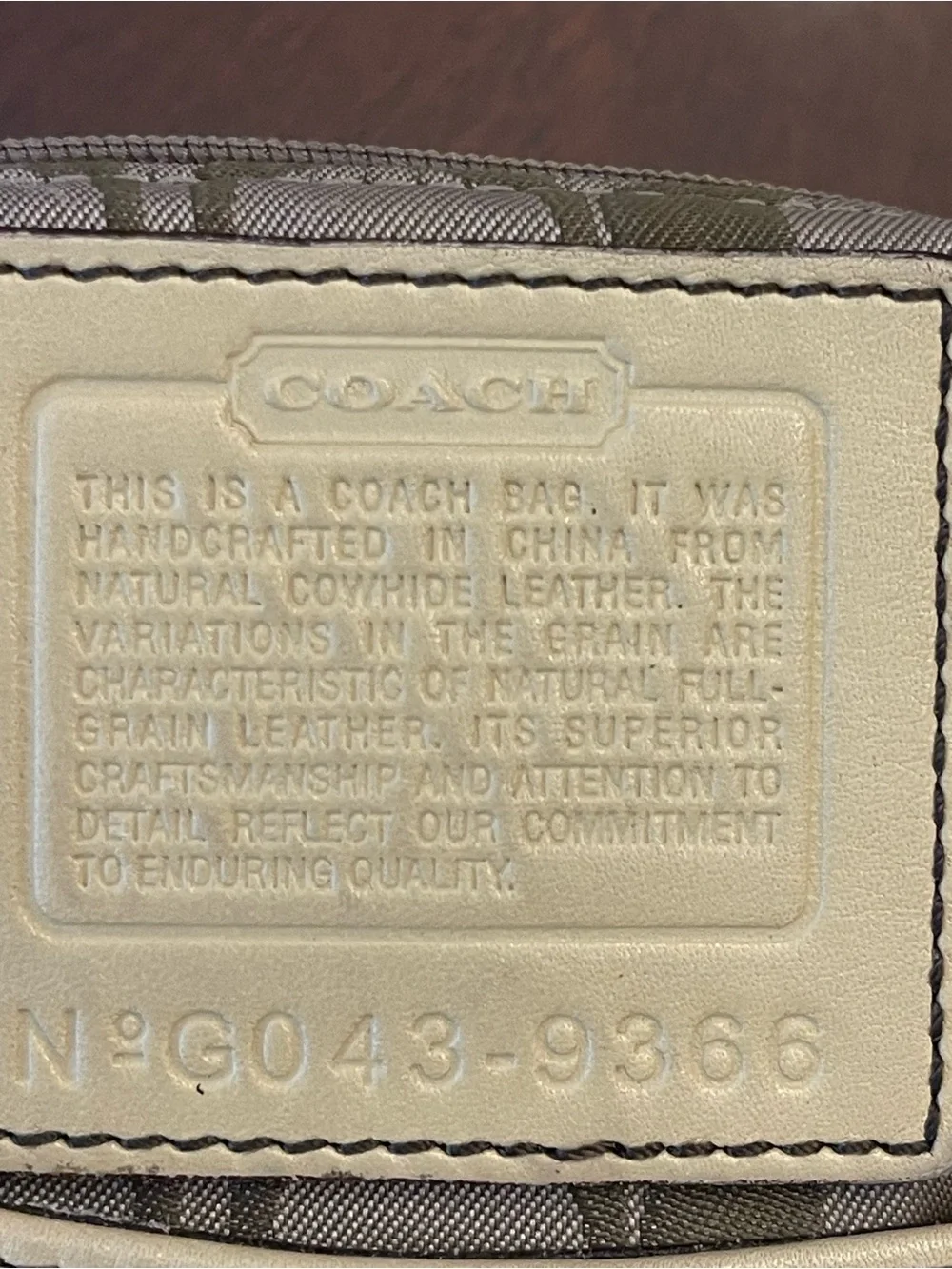 Coach Cream Leather Messenger Bag with Dark Brown Strap